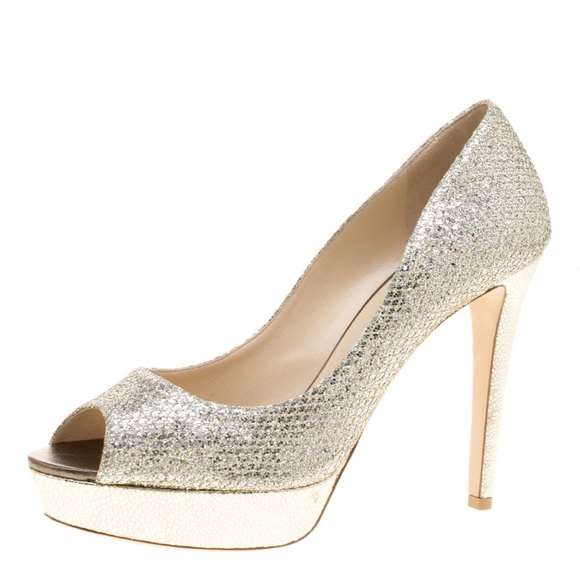 champagne glitter heels
